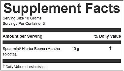 Hanan Peruvian Secrets Hierba Buena|100% Natural Spearmint|1.06oz / 30g|Naturally Aids in Fighting Digestive Disorders, Abdominal Cramps|Promotes