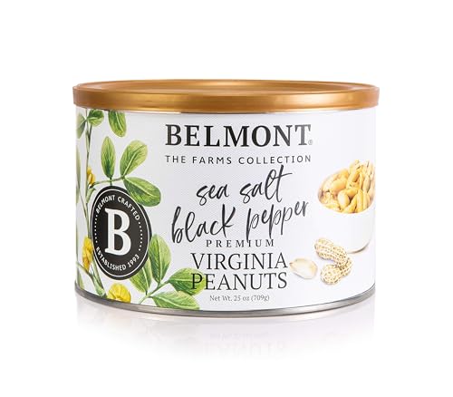 Belmont Peanuts Gourmet Sea Salt and Black Pepper Flavored Virginia Peanuts, 25 oz (1 Pack) - Only 4 Simple Ingredients, No Preservatives, 7g Protein