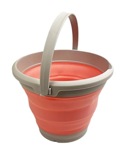 SAMMART 5.5L (1.4 Gallon) Collapsible Plastic Bucket (Grey/Quartz Pink, 1)