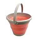 SAMMART 5.5L (1.4 Gallon) Collapsible Plastic Bucket (Grey/Quartz Pink, 1)