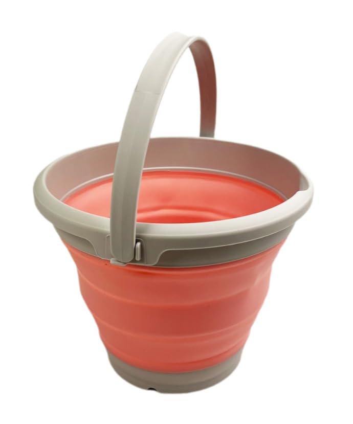 SAMMART 5.5L (1.4 Gallon) Collapsible Plastic Bucket (Grey/Quartz Pink, 1)