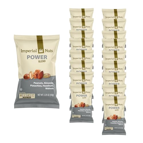 Imperial Nuts - Power Blend (18 Pack x 2.25 oz) Peanuts, Almonds, Pistachios, Hazelnuts & Walnuts Mixed Nuts Snack Packs for Kids & Adults | Protein