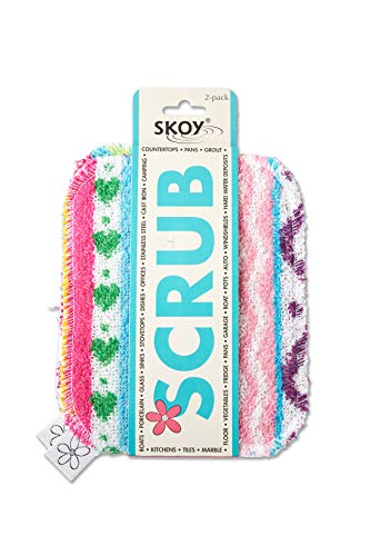 Skoy Scrub, 2-pack Reusable, Non-Scratching Dish Scrubber for Kitchen and Household Cleaning, Planet-Friendly, Dishwasher Safe Soft Scrub, Assorted
