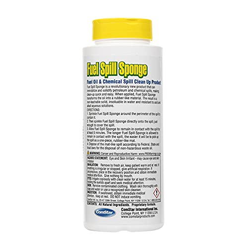 ComStar Fuel Spill Sponge, 8 Ounces, Instantly Solidifies Petroleum & Chemical Spills, Rapid Oil Absorption, Easy Cleanup, Separates Oil from Water