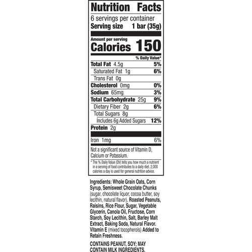 Nature Valley Chewy Fruit and Nut Granola Bars, Dark Chocolate Nut, 6 Bars, 7.4 OZ