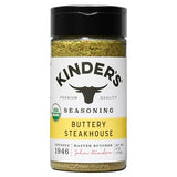 Kinder's Organic Buttery Steakhouse Seasoning, 6 Oz, Garlic, Butter and Pepper Blend, USDA Certified Organic, MSG Free, Great on Beef, Chicken