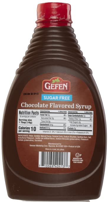 Gefen Sugar Free Syrup, Chocolate, 18 Ounce