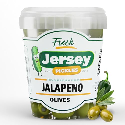 Jersey Pickles - Jalapeño Stuffed Olives (Quart) - Olives Stuffed - Hand-Stuffed Gourmet Olives with Premium Fillings for Snacks, Charcuterie