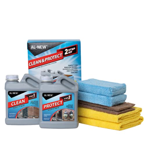 AL-NEW 2 Step Clean & Protect Kit | Clean, Restore, & Protect Your Outdoor Patio Furniture, Garage Doors, Exterior Lights, Window Frames, and More (16