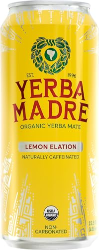 Guayakí Yerba Mate, Energy Drink Alternative, Organic Lemon Elation Flavor, 15.5 Oz, 150mg Natural Caffeine, Smooth Energy & Focus