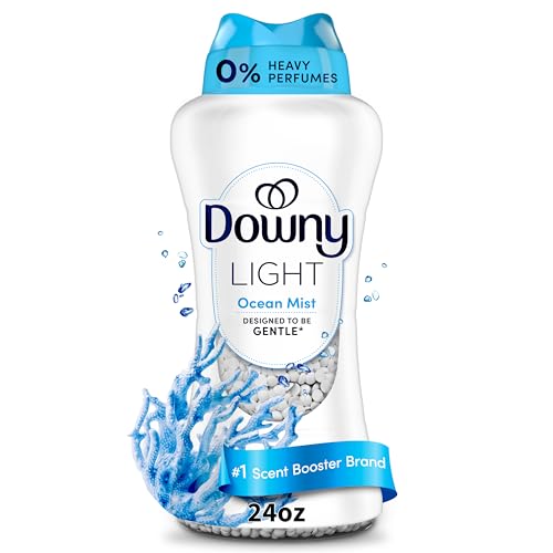 Downy Light Laundry Scent Booster Beads, Ocean Mist Scent, 24 OZ, In-Wash Fabric Beads Designed To Be Gentle With A Light Boost Of Scent, No Heavy