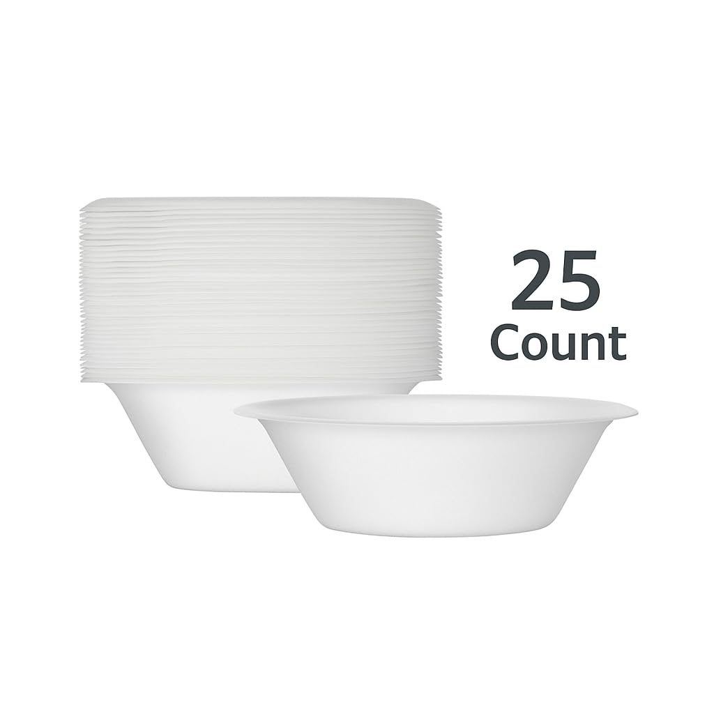 SIT MART Everyday Disposable Foam Bowls 20 oz 25 Count | Strong Leak-Resistant Design | Ideal for Hot or Cold Meals | Perfect for Party, Picnic