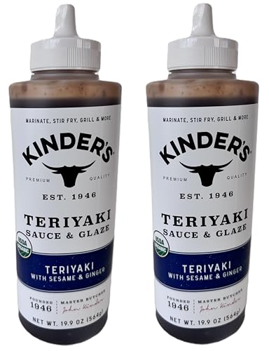 Kinder’s Organic Teriyaki Sauce & Glaze with Sesame & Ginger, 2 Pack 39.8 oz Total | USDA Organic | Vegan & Vegetarian | Perfect Marinade, Stir-Fry