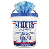 Hand Cleaner Towels, 10 x 12, Blue/White, 72/Bucket, 6 Buckets/Carton