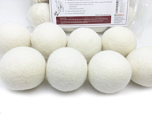 EcoJeannie (WB0008-8 Pk) Wool Dryer Balls - Premium XL Organic Eco-Friendly Natural Unscented Non-Toxic Felt Laundry Balls, Anti-Static, Chemical