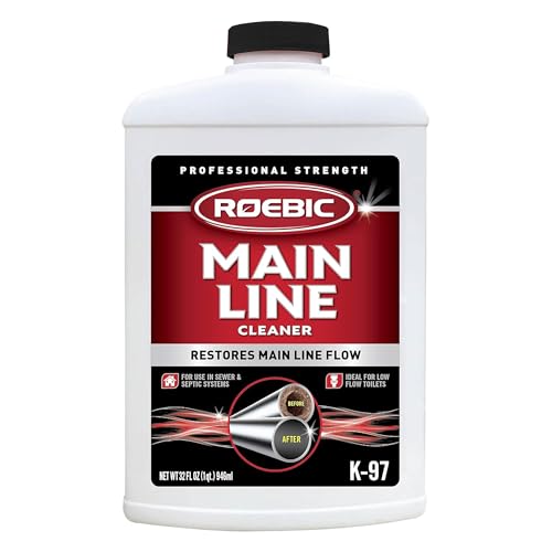 Roebic K-97 Liquid Main Line Cleaner with Bacteria Enzymes, Eliminates Organic Buildup in Sewer/Septic System and Protects from Clogs, Safe