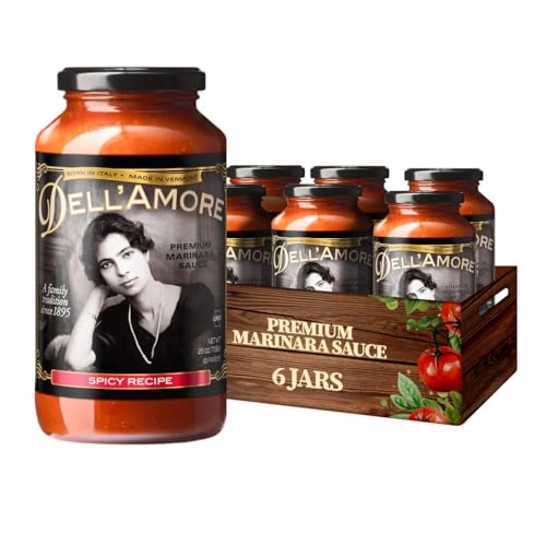 Dell'Amore Premium Marinara Sauce, Homemade Pasta Sauce Low Sodium - No Added Sugar - Vegan - Family Recipe with Fresh Ingredients - Spicy Marinara