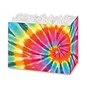 Pack of 6, Tie-Dye Basket Box, Large 10.25x6x7.5" for Celebration, Party, Holiday, Birthday and Events, Made in USA