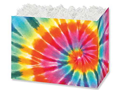 Pack of 6, Tie-Dye Basket Box, Large 10.25x6x7.5" for Celebration, Party, Holiday, Birthday and Events, Made in USA