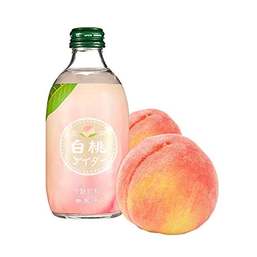 Tomomasu Japanese Soda Hojyun White Peach Cider 10 oz. (300ml) (Pack of 5) - Product of Japan.