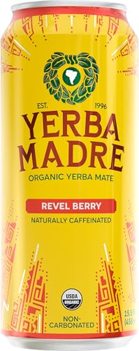 Guayakí Yerba Mate, Energy Drink Alternative, Organic Revel Berry Flavor, 15.5 Oz, 150mg Natural Caffeine, Smooth Energy & Focus