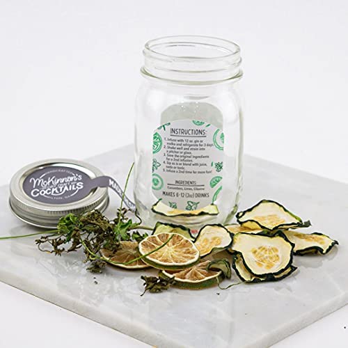 McKinnon’s Dry Craft Cocktails Dehydrated Fruits and Herbs, DIY Mixology, Infusion Kit, Mason Jar Serves 8 - 16 Drinks (Cucumber Cilantro, 1 Jar)