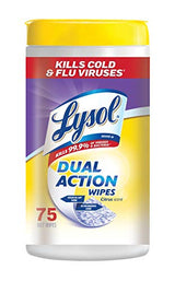 Lysol Dual Action Disinfecting Wipes, Citrus, 75 Count (Pack of 20)