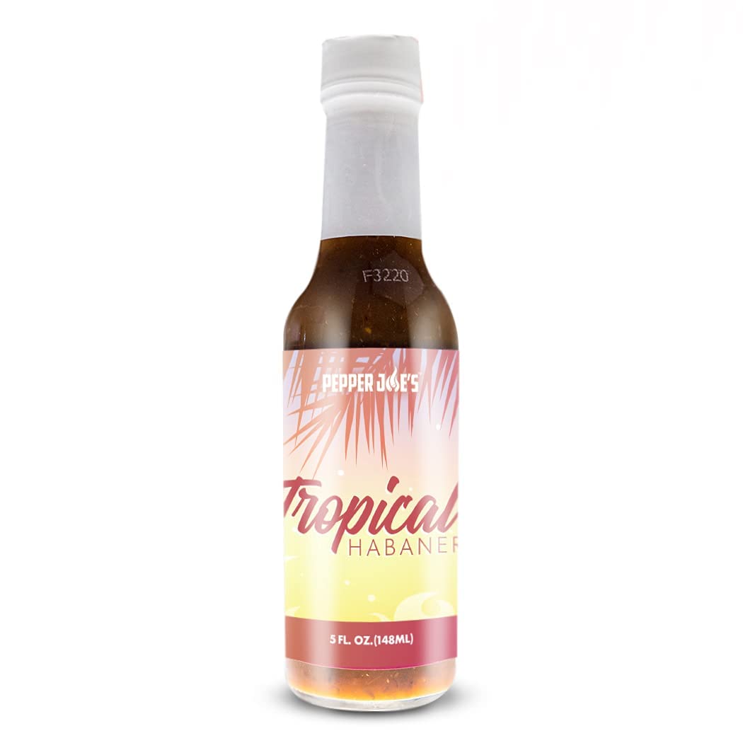 Pepper Joe’s Tropical Habanero Hot Sauce - Unique Caribbean Blend of Mangos, Pineapples, Oranges, and Fresh Habanero Peppers - 5 Ounces (2 Pack)
