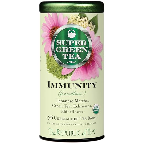 The Republic of Tea - Organic Immunity SuperGreen Green Tea, 36 Tea Bags, Wellness Support, Gluten Free