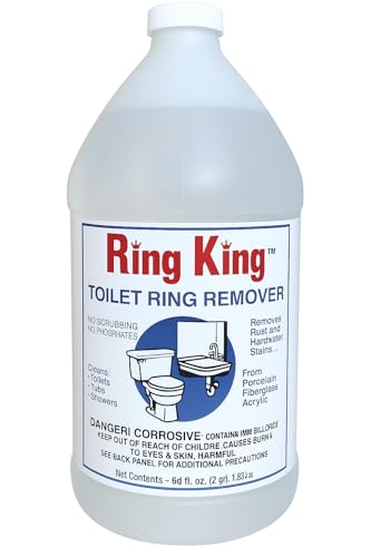 Ring King Toilet Bowl Cleaners | 64oz Toilet Bowl Cleaner Liquid Fast Acting Bathroom Cleaner For Calcium, Water, Rust, Red Clay & Lime Stains - No