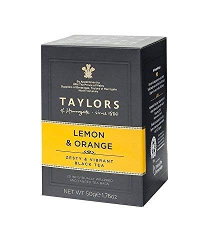 TAYLORS OF HARROGATE, Tea, Lemon & Orange, Pack of 6, Size 20 CT, (Low Carb Dairy Free Low Sodium Vegan Wheat Free Yeast Free)