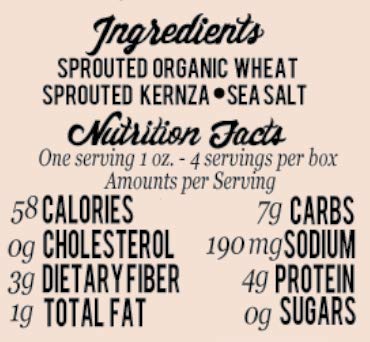 Sprouted Crisps - Kernza - Perennial Wheat Cracker Crisp - 4 oz, 5 pack