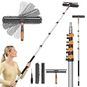 26Ft Window Squeegee with 5-19 FT Extension Poles, 2-in-1 Window Cleaning Kit with Telescopic Pole, Extra-Large 14" Window Squeegee Window Cleaner