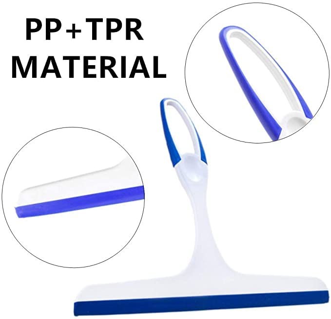 2 Pcs Window Squeegees with No-Slip Handle, Glass Wiper for Kitchen Home Car Bathroom Mirror Shower (2*Blue)