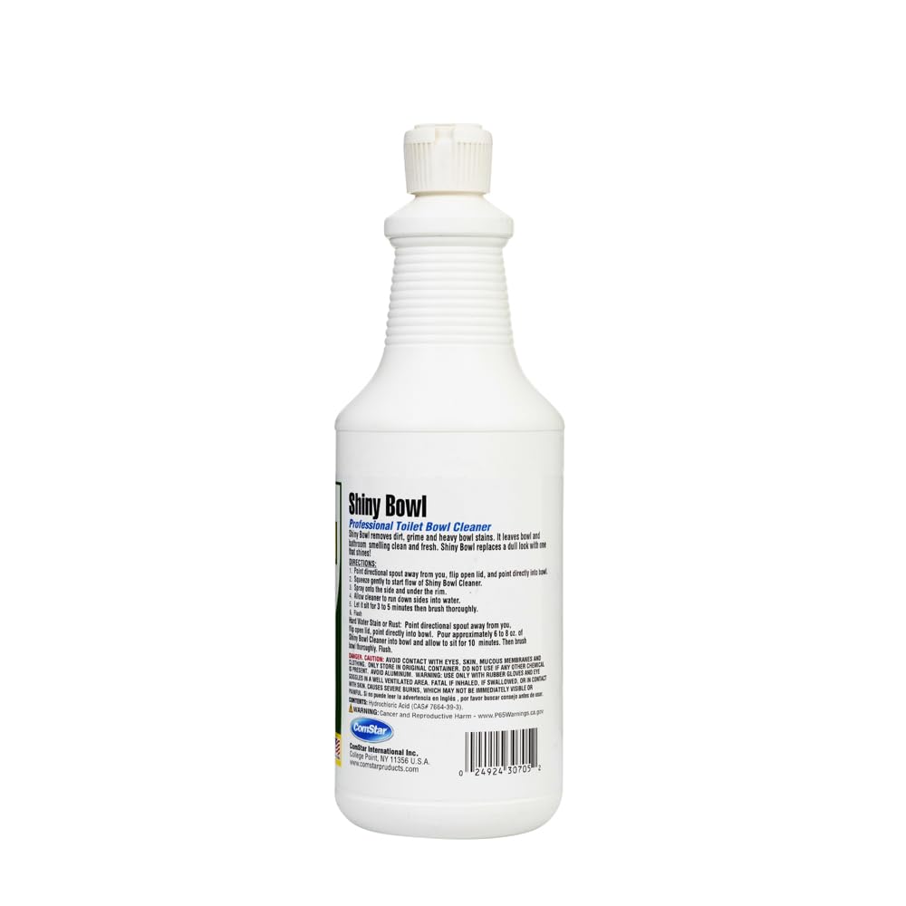 ComStar Shiny Bowl, 1 Quart, Professional Toilet Bowl Cleaner, Removes Mineral Stains Dirt & Grime, Fresh Deodorizing Formula, Easy To Use