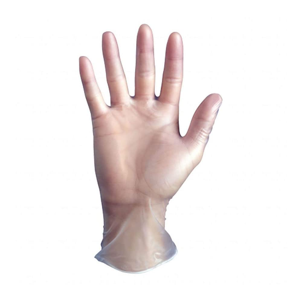 SHOWA 2005PF Clear Vinyl Powder-Free Disposable Safety Glove, 3 Mil thick, 9.5" Length, Large (1 Box/100 Gloves)