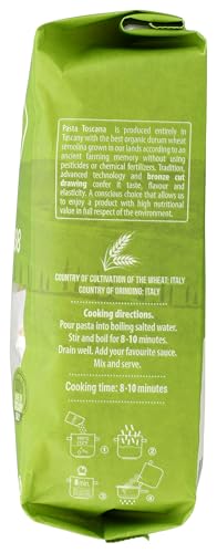 Pasta Toscana Organic Penne Rigate 1 lbs 2/Pack Imported from Italy Made with Wheat from Toscany