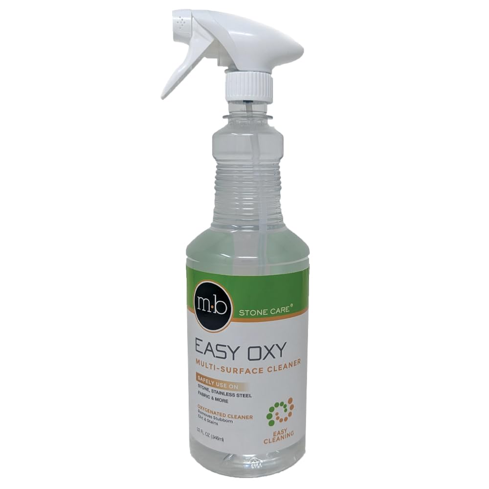 Easy Oxy Marble & Granite Cleaner - Multi-Purpose Cleaner For Natural Stone - 32 oz - Premium Microfiber Cloth- Bundle - 2 Items