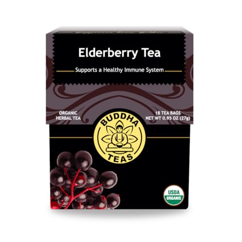 Buddha Teas - Organic Elderberry - Herbal Tea - For Health & Wellbeing - With Antioxidants & Minerals - Clean Ingredients - Caffeine Free - OU Kosher