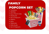 Movie Night Popcorn and Candy Gift Basket - Plus 13.5 Inch Plush Teddy Bear Custom T-Shirt - Perfect for a Cozy and Fun Evening at Home or the Theater