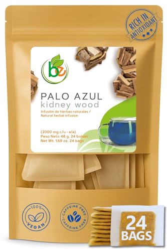 Palo Azul Herbal Tea - 24 Tea Bags - Kidneywood (Blue Stick) Infusion - 100% Natural, Vegan, Non-GMO - Authentic Mexican Tradition - Caffeine-Free