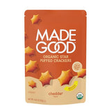MadeGood Cheddar Star Puffed Crackers, 4.26oz Pouch, Organic Snacks