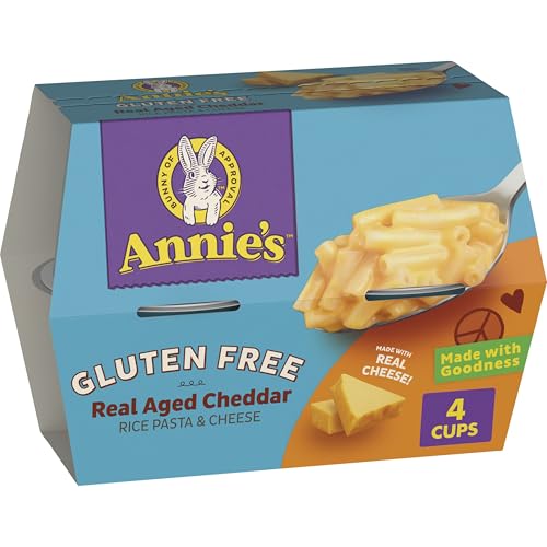 Annie's Gluten Free Macaroni and Cheese, Microwavable Rice Pasta and Real Aged Cheddar, 4 Cups, 8.04 oz