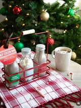 Double Chocolate and Peppermint Hot Chocolate Gift Set, with Marshmallows - Red or Green Fancy Holiday Hot Cocoa Mix in Glass Bottles - Family Hot