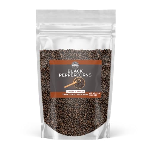 Birch & Meadow Black Peppercorns, 5 lb, Traditional Spice, Dried & Whole, Grinder Refill