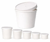 Eco Friendly Recyclable Kraft Soup Bowls | White Disposable Food Cups with Lids | Containers - Soup Cups Great for Restaurants, Take-Outs, Or