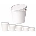 Eco Friendly Recyclable Kraft Soup Bowls | White Disposable Food Cups with Lids | Containers - Soup Cups Great for Restaurants, Take-Outs, Or