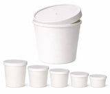 Eco Friendly Recyclable Kraft Soup Bowls | White Disposable Food Cups with Lids | Containers - Soup Cups Great for Restaurants, Take-Outs, Or