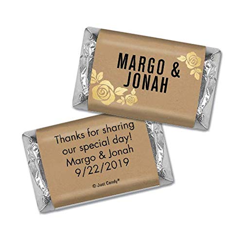 Wedding Favors for Guests Personalized Wrappers for Miniatures (100 Pack) - Bridal Shower Favors for Guests, Floral Wedding Candy