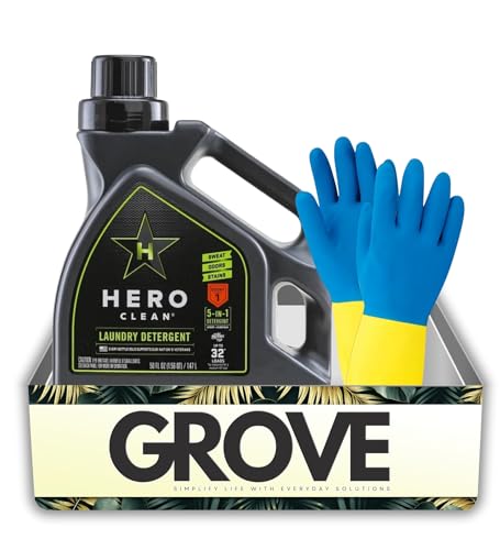 Hero Clean Juniper Scent Laundry Detergent Liquid 50 oz Bundle with Cleaning Gloves - All Natural Laundry Detergent for Everyday Use and Fabric Care